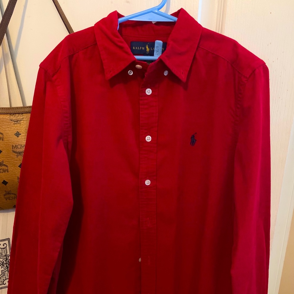 Red Corduroy Ralph Lauren (POLO) button up shirt